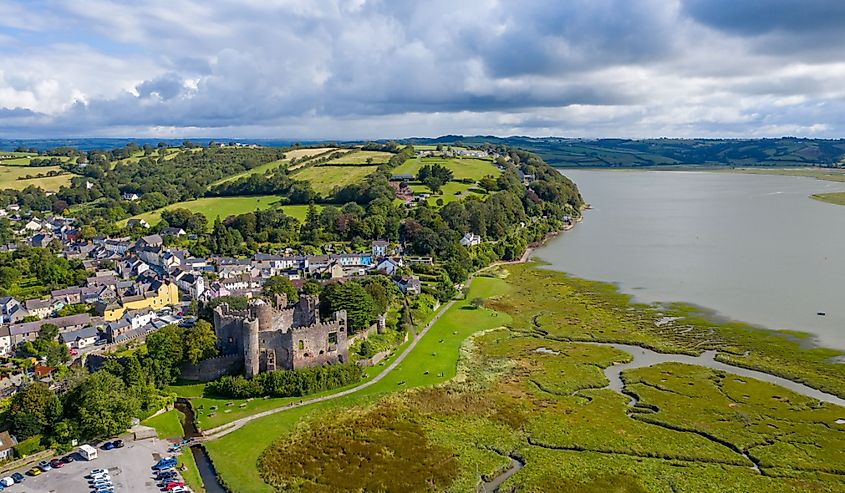 Aerial view of Laugharne in Wales