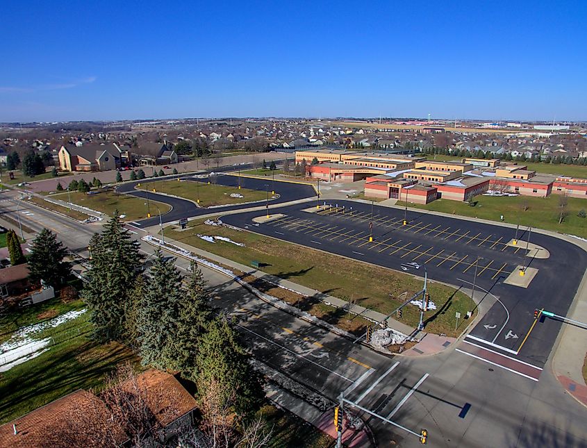 Brandon, South Dakota in Spring seen from Above by Drone