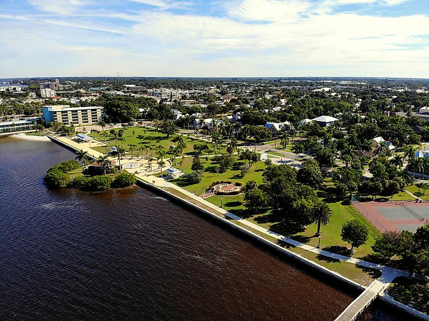 Punta Gorda, Florida, USA: Aerial view of Gilchrist Park during the day.