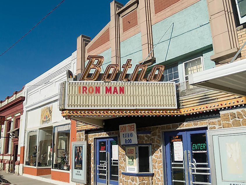 Shops in downtown Bottineau, North Dakota. 