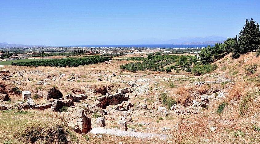 The archeological site of Ancient Theater first built in Corinth in 5th c. BC. The Theater could seat around 15,000 spectators.