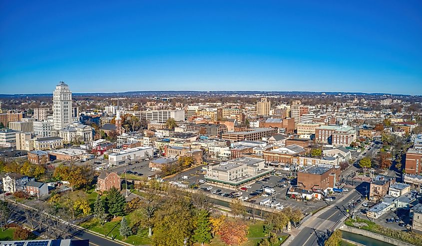 Aerial View of Elizabeth, New Jersey during Autumn