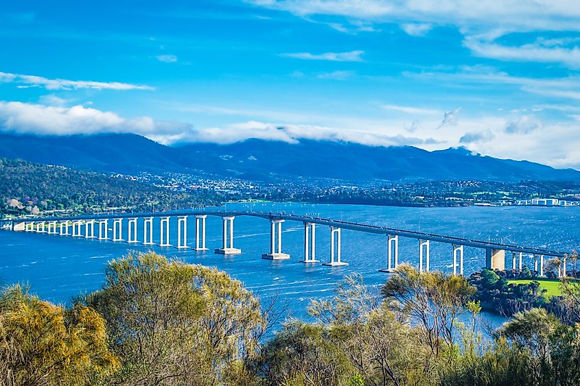 Tasman Bridge over the River Derwent in Hobart, Tasmania.