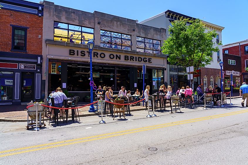 Local businesses in Phoenixville, Pennsylvania.