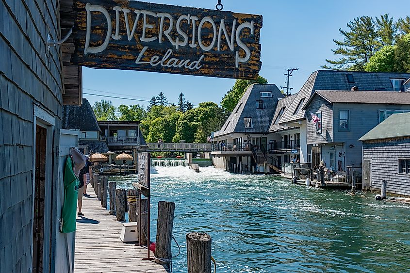 View of Fishtown in Leland, Michigan.