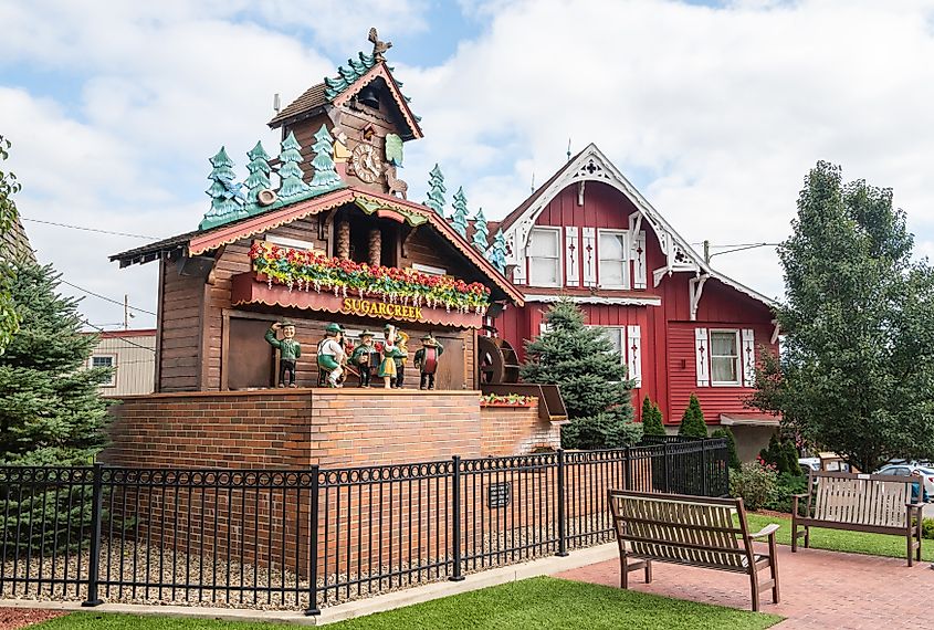 The world's largest cuckoo clock at the intersection of Main and Broadway Street in Sugarcreek, OH. 