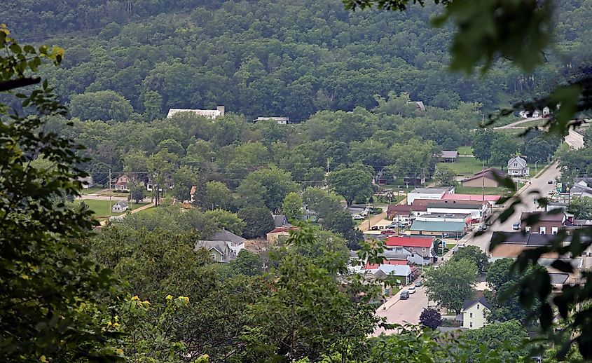 Aerial view of Gays Mills in Wisconsin.