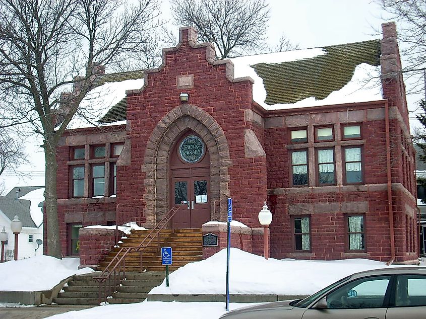 Pipestone Public Library in Pipestone, Minnesota. A Carnegie library listed on the National Register of Historic Places, currently used as a senior citizens center.