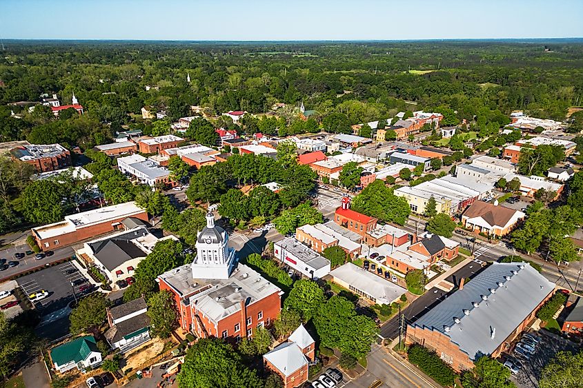 Madison, Georgia, USA overlooking the downtown historic district.