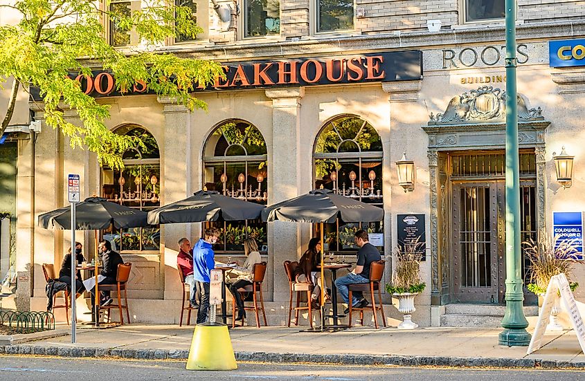 People having lunch in Summit, New Jersey, USA