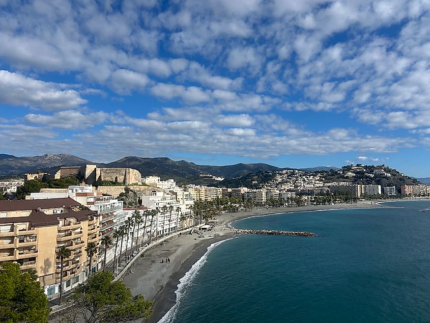 Beachfront of Almuñécar on a sunny winter day in Spain..