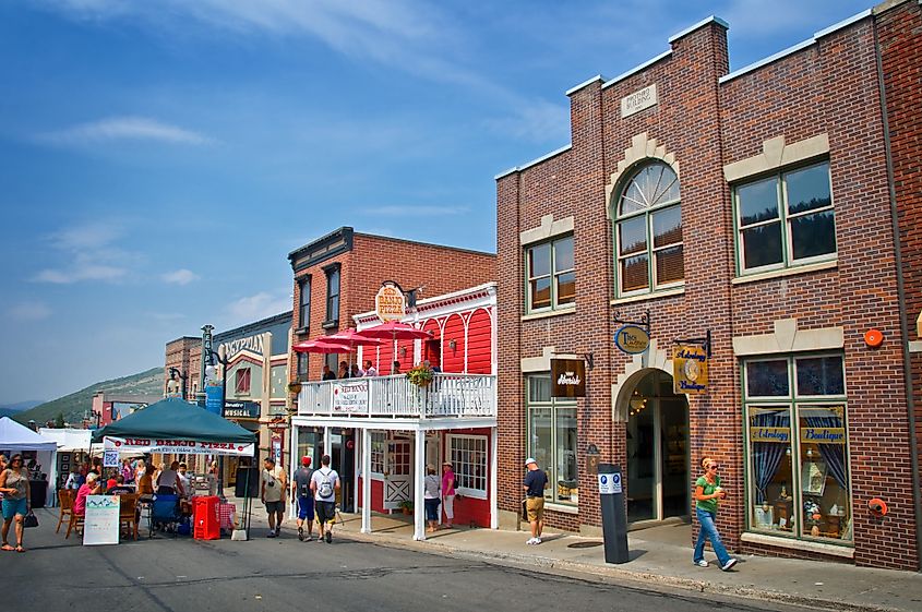 Tourists on the main street of Park City, Utah in summer