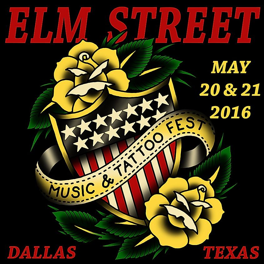 A USA festival poster advertising the Elm Street Music & Tattoo Fest of 2016. Source: Wikimedia/Oliver Peck