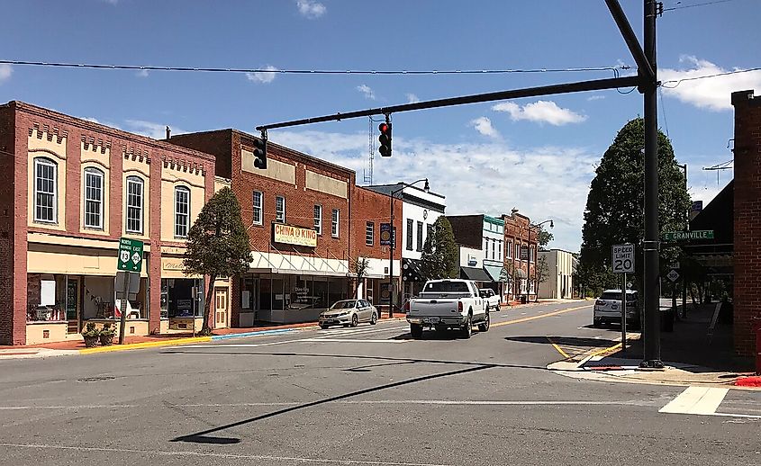 Downtown street in Windsor, North Carolina.