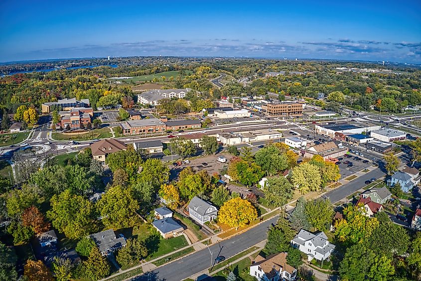 Aerial View of the Twin Cities Suburb of Prior Lake, Minnesota.