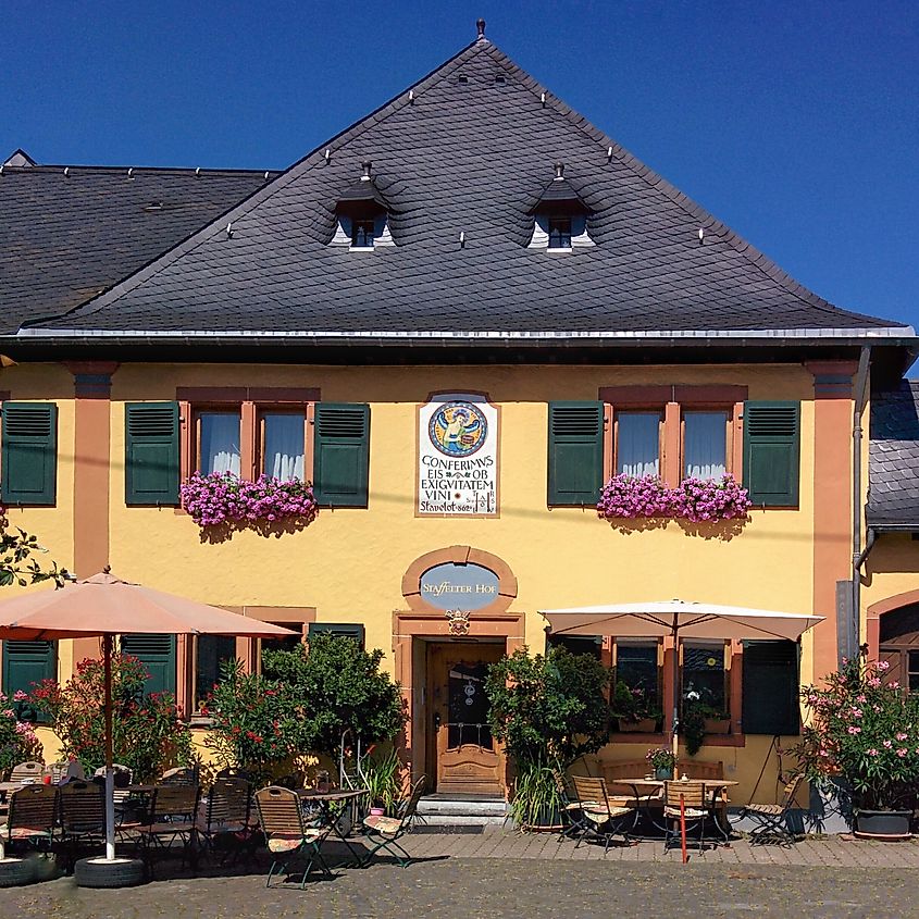 Staffelter Hof, a historic winery in Kröv, Germany. Image Credit Martin Kraft via Wikimedia Commons.