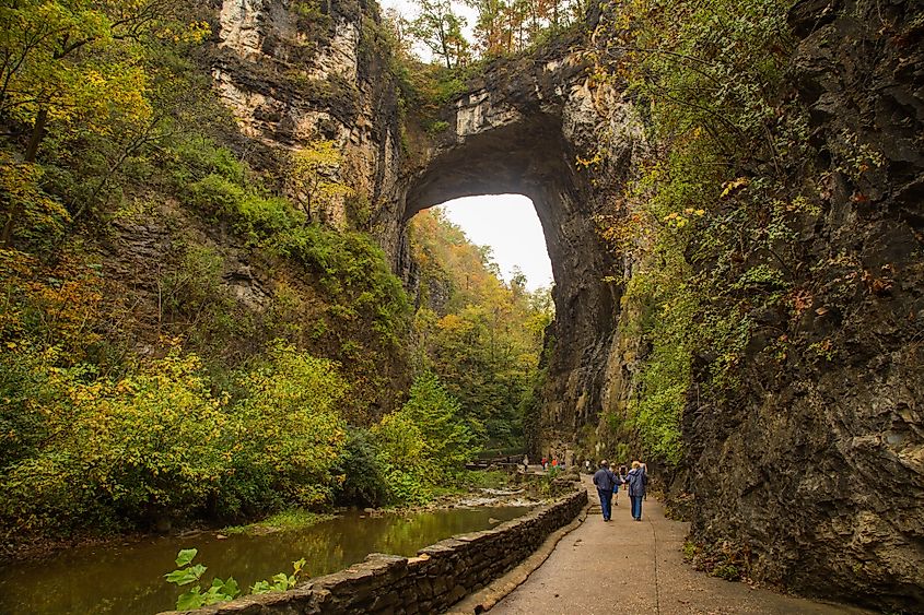 The Natural Bridge State Park near Lexington, Virginia