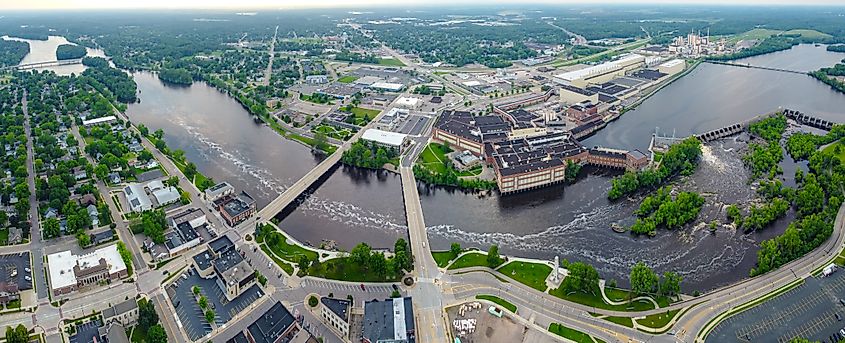 Aerial view of Wisconsin Rapids, Wisconsin