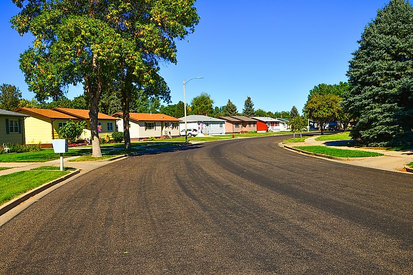 View of modern residential neighborhood in Bismarck, North Dakota.