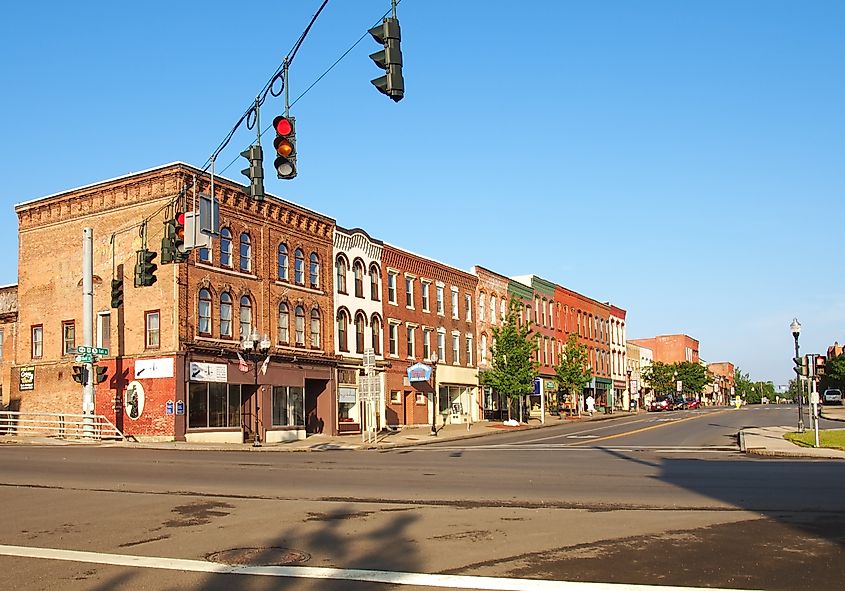 The charming downtown area of Seneca Falls, New York