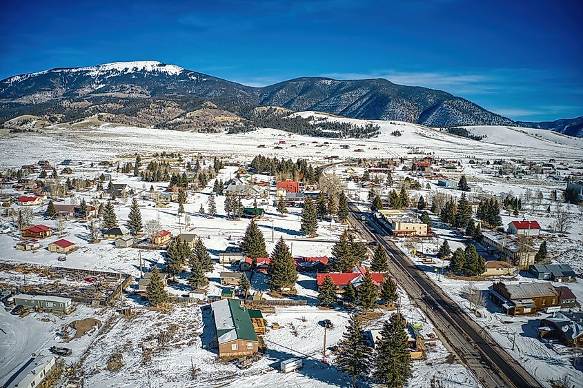 Aerial view of Eagle Nest during winter in New Mexico.