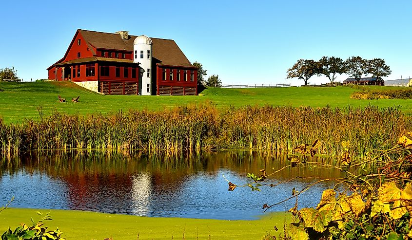 Pretty red barn in Groton, Massachusetts.