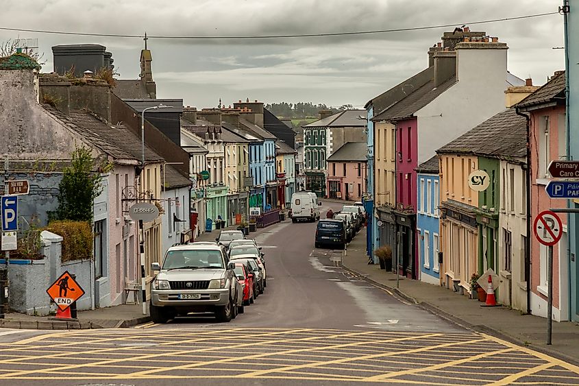 Main street of Schull, a town on the southwest coast of County Cork, Ireland