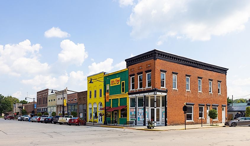 The business district on Market Street, Spencer, Indiana