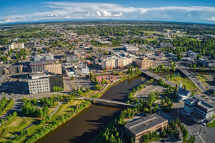 Aerial view of Fairbanks, Alaska.