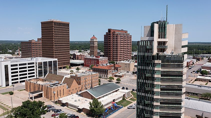 View of the skyline in the town of Bartlesville, Oklahoma.