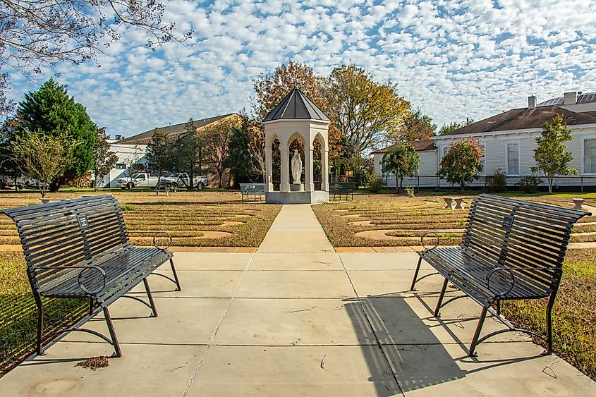 The Prayer Garden of St. Mary Basilica, also known as Our Lady of Sorrows Cathedral, in Natchez, Mississippi