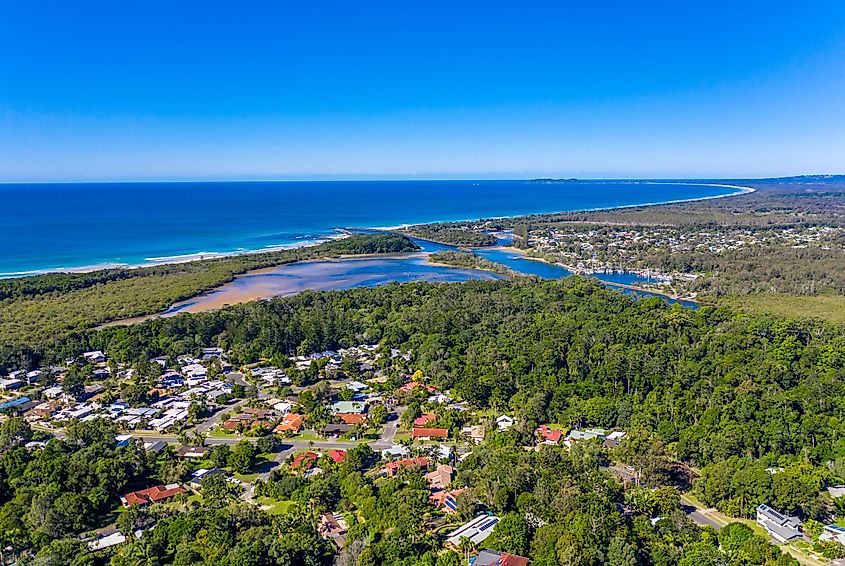 Aerial of Brunswick Heads looking South