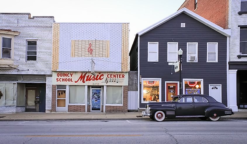 Downtown street in Quincy, Illinois.