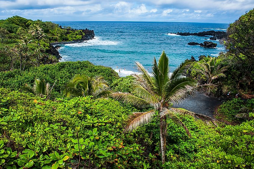 Pailoa Beach at Waianapanapa State Park along the Road to Hana, Maui, Hawaii.