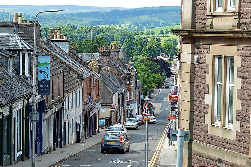 A view down King Street in Crieff, Scotland