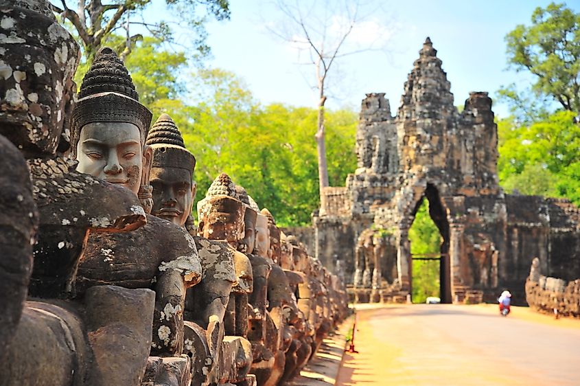 Stone Gate of Angkor Thom in Cambodia