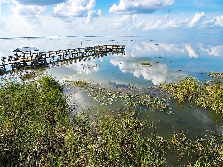 Lake Apopka with clouds and blue sky at Winter Garden Florida