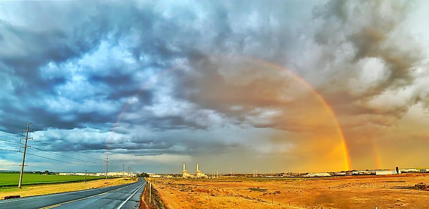 Beautiful double rainbow spotted along Hermiston, Oregon's highway.