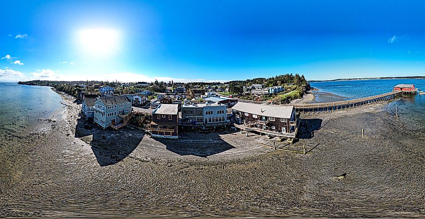 Coupeville, Washington, Low Tide Beach Town.