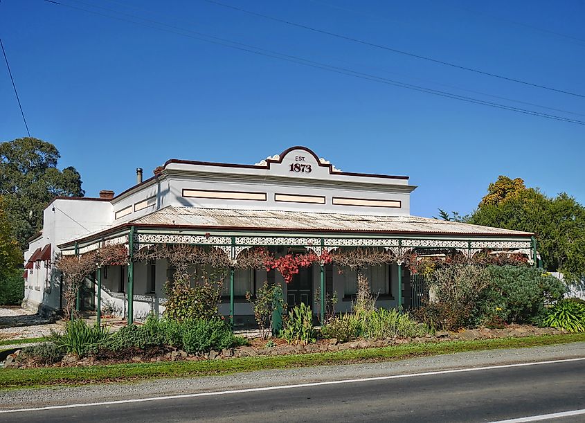 Beautiful historic buildings in Clunes, Victoria, Australia.