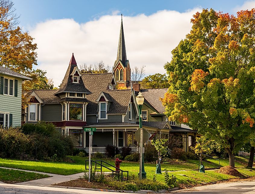 Victorian homes along the main street in Decorah, Iowa.