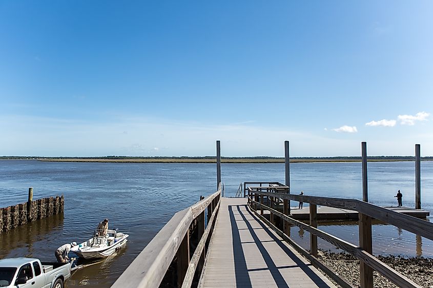 Fisherman on Dock in Crooked River State Park in Georgia