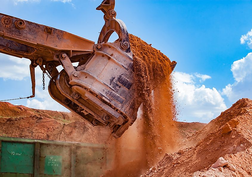 Bauxite clay open-cut mining, the world's main source of gallium. Via Shutterstock / Alexey_Rezvykh