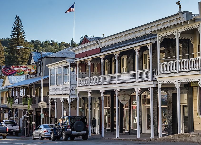 An old building in the historical center of Sutter Creek, California.