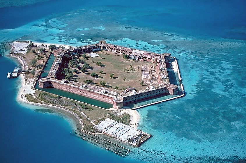 Aerial view of Fort Jefferson, Florida.