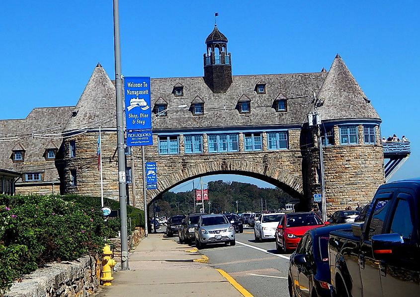 The Twin Towers on Ocean Road by the Coast Guard House, Narragansett, Rhode Island, USA.