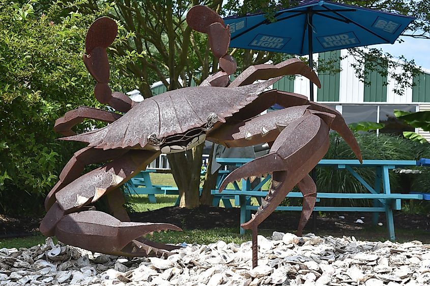 Crab statue in Hurlock, Maryland.