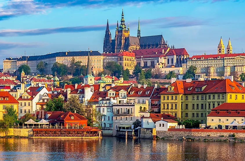 St. Vitus cathedral in Hradcany castle over Lesser town, Prague, Czech Republic
