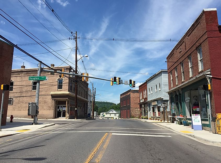 The Main Street in Lonaconing, Maryland.