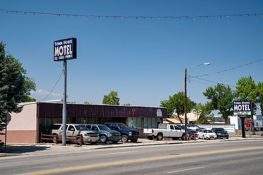 Sign for the Town House Motel in Worland, Wyoming